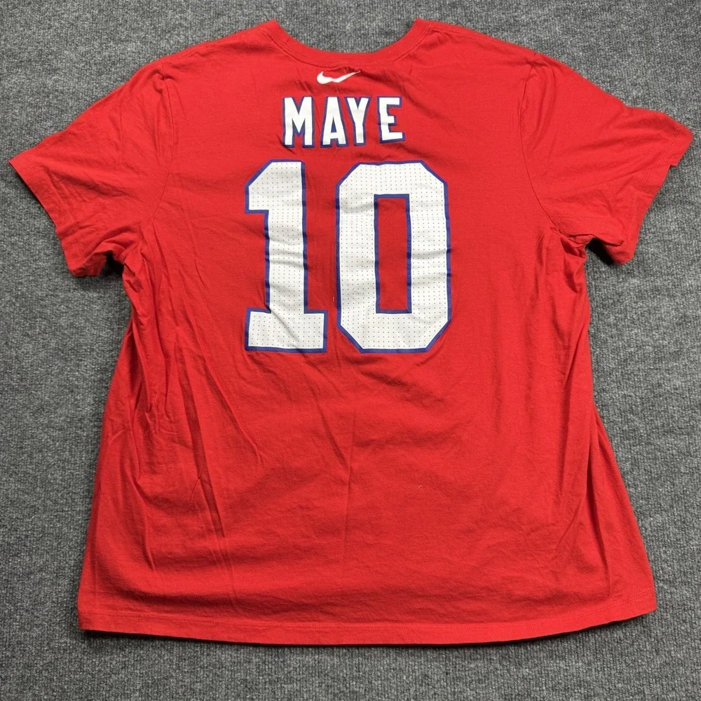 Drake Maye 10 New England Patriots Nike T Shirt Mens XXL Red Football Jersey Tee